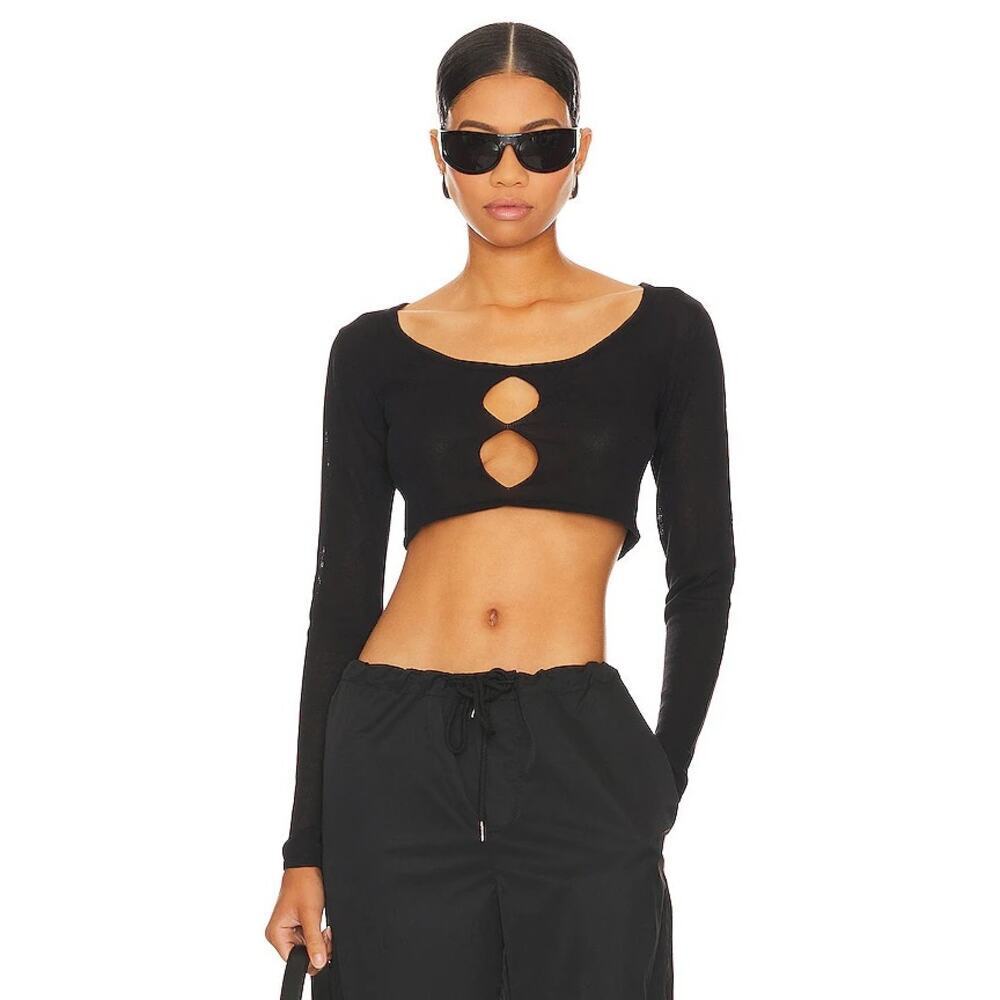 Revolve Superdown Jasmina Knit Top Black Size Small